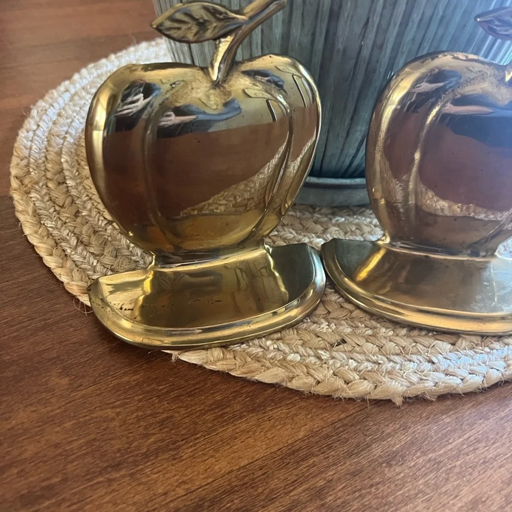 Brass Apple Bookends